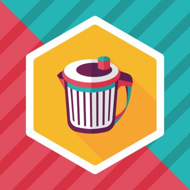 Uzun Gölge, eps10 ile mutfak eşyaları çöp düz simgesi