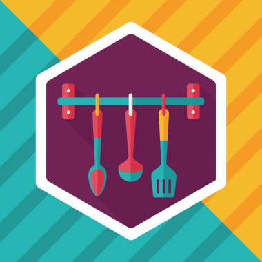 Uzun Gölge, eps10 ile mutfak eşyaları spatula düz simgesi