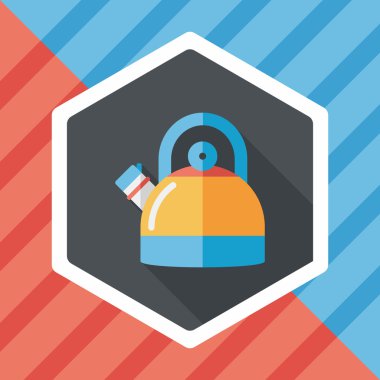 Uzun Gölge, eps10 ile mutfak eşyaları çay potu düz simgesi