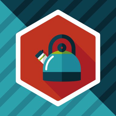 Uzun Gölge, eps10 ile mutfak eşyaları çay potu düz simgesi