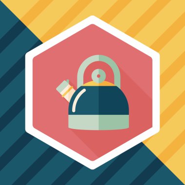 Uzun Gölge, eps10 ile mutfak eşyaları çay potu düz simgesi