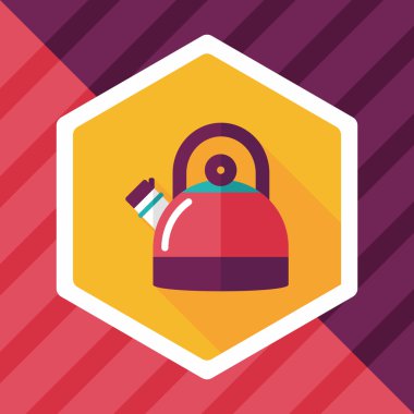 Uzun Gölge, eps10 ile mutfak eşyaları çay potu düz simgesi