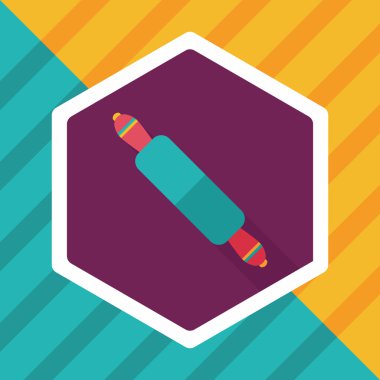 Uzun Gölge, eps10 ile mutfak eşyaları oklava düz simgesi