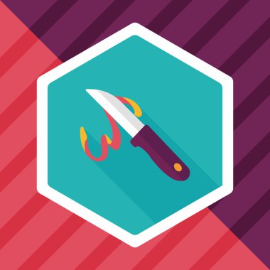 Uzun Gölge, eps10 ile mutfak eşyaları meyve bıçağı düz simgesi