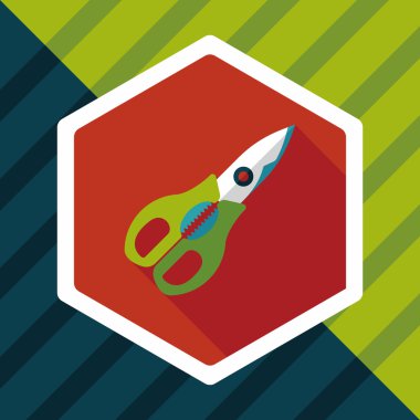 Uzun Gölge, eps10 ile mutfak eşyaları makas düz simgesi