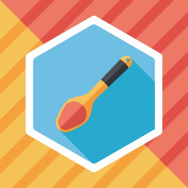 Uzun Gölge, eps10 ile mutfak eşyaları kaşık düz simgesi