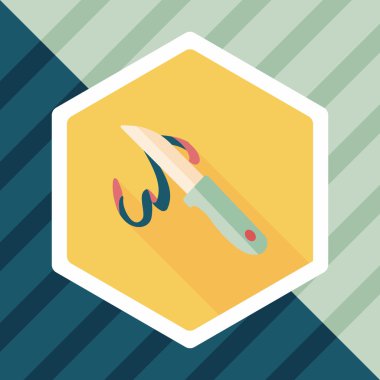 Uzun Gölge, eps10 ile mutfak eşyaları meyve bıçağı düz simgesi