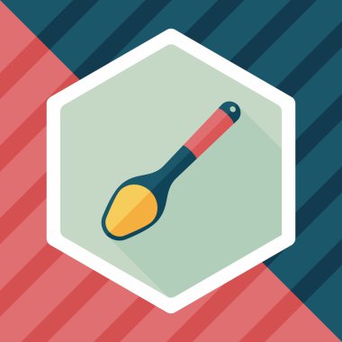 Uzun Gölge, eps10 ile mutfak eşyaları kaşık düz simgesi