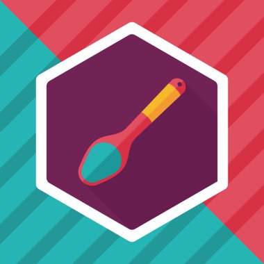 Uzun Gölge, eps10 ile mutfak eşyaları kaşık düz simgesi