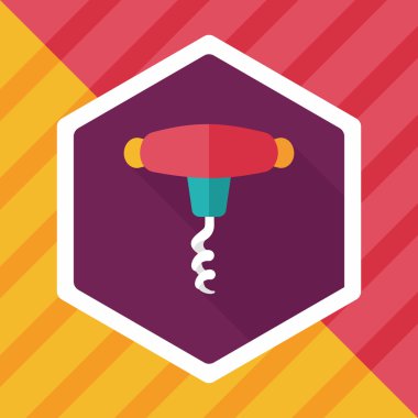 Uzun Gölge, eps10 mutfak eşyaları tirbuşon düz simgesiyle