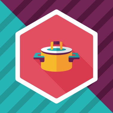 Uzun Gölge, eps10 ile mutfak eşyaları pot düz simgesi