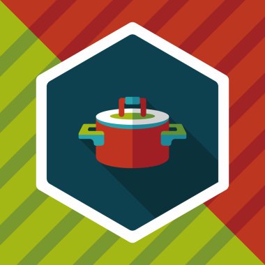 Uzun Gölge, eps10 ile mutfak eşyaları pot düz simgesi