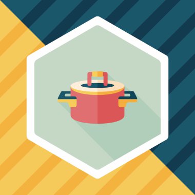 Uzun Gölge, eps10 ile mutfak eşyaları pot düz simgesi