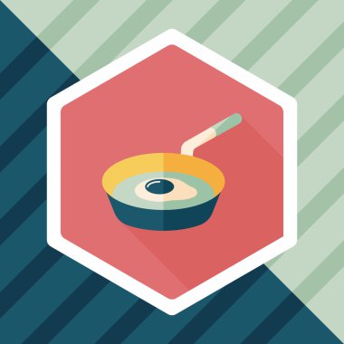 Uzun Gölge, eps ile mutfak eşyaları kızartma tavası ve kürek düz simgesi