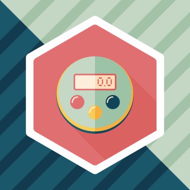 Uzun Gölge, eps10 ile mutfak eşyaları Zamanlayıcı düz simgesi