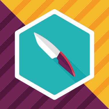 Uzun Gölge, eps10 ile mutfak eşyaları meyve bıçağı düz simgesi