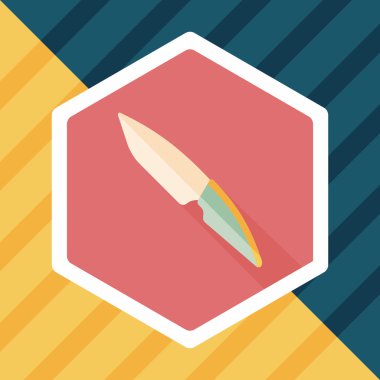 Uzun Gölge, eps10 ile mutfak eşyaları meyve bıçağı düz simgesi