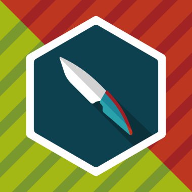 Uzun Gölge, eps10 ile mutfak eşyaları meyve bıçağı düz simgesi