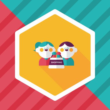 Sevgililer alışveriş uzun gölge, eps10 düz simgesiyle