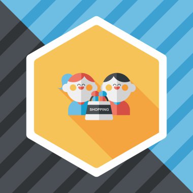 Sevgililer alışveriş uzun gölge, eps10 düz simgesiyle