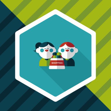 Sevgililer alışveriş uzun gölge, eps10 düz simgesiyle