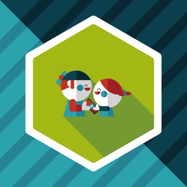 Sevgililer alışveriş uzun gölge, eps10 düz simgesiyle