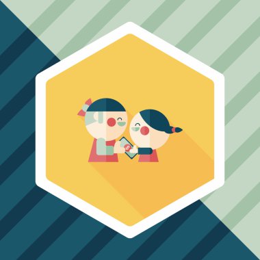 Sevgililer alışveriş uzun gölge, eps10 düz simgesiyle