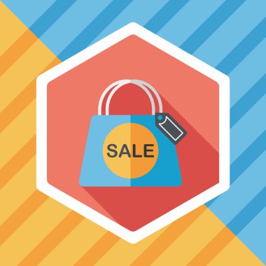 kağıt çanta düz simgesi uzun gölge, eps1 ile alışveriş