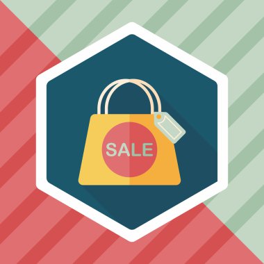 kağıt çanta düz simgesi uzun gölge, eps1 ile alışveriş