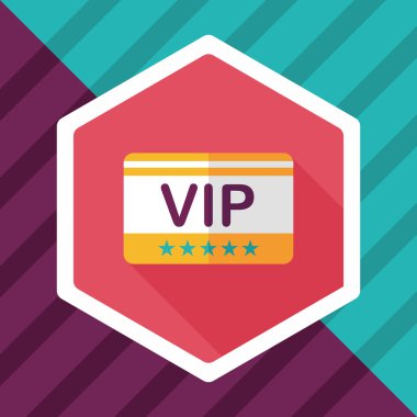 VIP kart düz simgesi uzun gölge, eps10 ile alışveriş