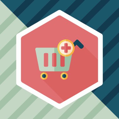 Uzun Gölge, eps10 ile alışveriş sepeti düz simgesi