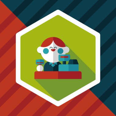 dükkan sahibi uzun gölge, eps10 düz simgesiyle