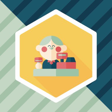 dükkan sahibi uzun gölge, eps10 düz simgesiyle