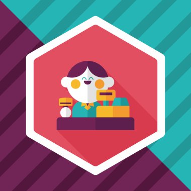 dükkan sahibi uzun gölge, eps10 düz simgesiyle