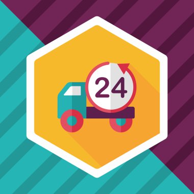 24 saat alışveriş navlun taşıma uzun gölge, düz simgesiyle e