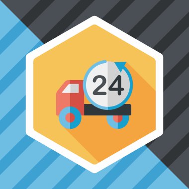 24 saat alışveriş navlun taşıma uzun gölge, düz simgesiyle e