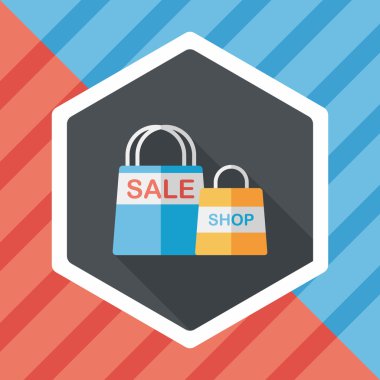 kağıt çanta düz simgesi uzun gölge, eps10 ile alışveriş