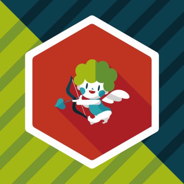 Sevgililer günü aşk tanrısı uzun gölge, eps10 düz simgesiyle