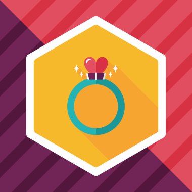 Uzun Gölge, ep ile Sevgililer günü kalp elmas yüzük düz simgesi