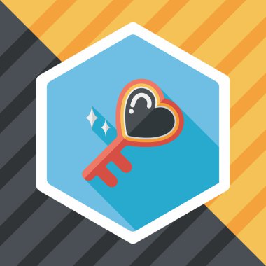 Sevgililer sevgilisi tuş kilidi düz simgesiyle uzun gölge, eps10