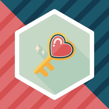 Sevgililer sevgilisi tuş kilidi düz simgesiyle uzun gölge, eps10