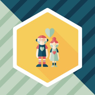 Uzun Gölge, eps10 ile Sevgililer günü Çift düz simgesi