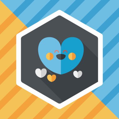 Sevgililer günü aşk kalp düz simgesi ile uzun gölge, eps10