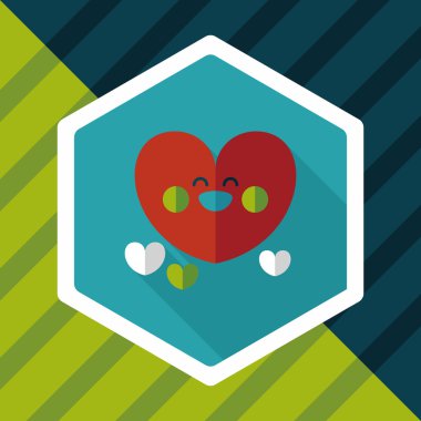 Sevgililer günü aşk kalp düz simgesi ile uzun gölge, eps10