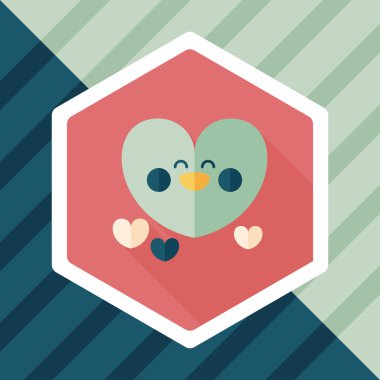 Sevgililer günü aşk kalp düz simgesi ile uzun gölge, eps10