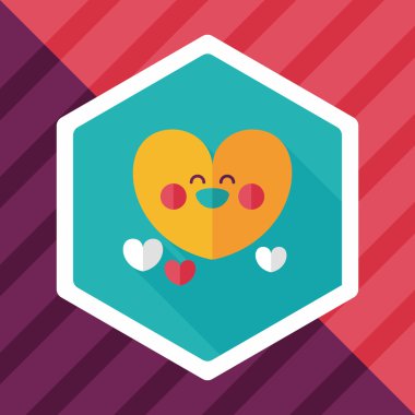 Sevgililer günü aşk kalp düz simgesi ile uzun gölge, eps10