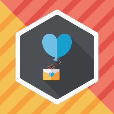 Sevgililer günü aşk mektubu düz simgesiyle uzun gölge, eps10