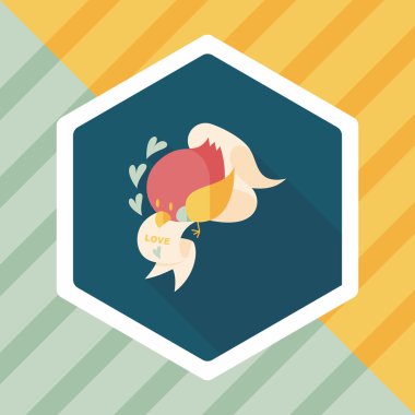 Sevgililer sevgilisi kuş düz simgesi ile uzun gölge, eps10
