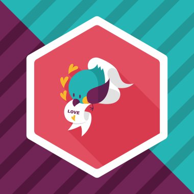 Sevgililer sevgilisi kuş düz simgesi ile uzun gölge, eps10