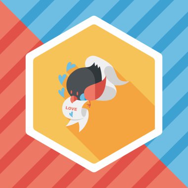 Sevgililer sevgilisi kuş düz simgesi ile uzun gölge, eps10